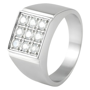 yunnique <b>Titanium</b> Steel <b>Ring</b> With White Gemstones Pave Setting Geometric Shape Women's Fashion Jewelry Gift - Product Image 5
