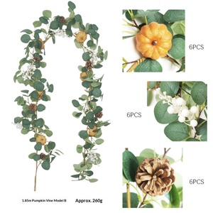 Couronne de vigne d'automne saisonnière faite à la main pour Halloween, Thanksgiving, décoration de la maison, fleurs et plantes - Product Image 4