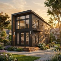 Casa Prefabricada Modular de 2 Pisos, Transpirable, de Acero Ligero, Tipo Cabaña/Villa con Balcón, para Hotel, Vivienda Moderna