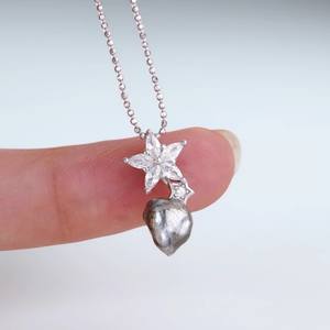 Accessoires en perles DIY de la marque WENCHI, pendentif en argent S925, perles de 8 à 10 mm, modèle 10152, collier simple, support de collier, diamant taille princesse vide - Product Image 1