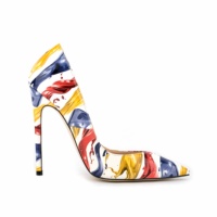 Chaussures simples à talons hauts pour femmes, quatre saisons, Styles populaires européens et américains 2023, chaussures à talons aiguilles Sexy de couleur vive imprimées pour femmes