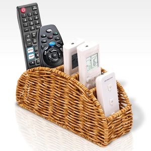 Imitation Rattan Storage Basket Rectangle <b>Standing</b> Type Eco Friendly Office Organizer For Remote <b>Control</b> And Small Items - Product Image 1