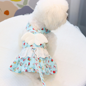 子犬のハーネスとリーシュセット犬のドレスシャツペット服スカートチワワテディ犬のハーネスドレスリーシュ付き - Product Image 3