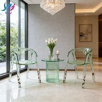 Chaise de salle à manger et de chambre à coucher de style italien, luxe léger, moderne et minimaliste, en résine transparente, design feuille et goutte d'eau, dossier croisé, pour appartement