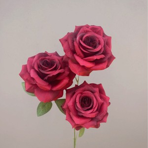 Flores Artificiales de Alta Calidad con 3 Cabezas de Rosa Blanca Diamante para Decoración de Bodas - Product Image 3