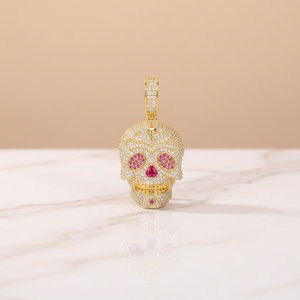 Pendentif Tête de Mort Givrée en Moissanite Argent 925, Bijou de Mode Unisexe de Luxe Hip Hop Bling pour Fêtes et Événements - Product Image 1
