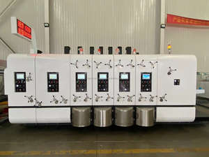 เครื่องทำกล่องเครื่องทำกล่องอัตโนมัติสายการผลิตกล่องกระดาษลูกฟูกเครื่องพิมพ์แบบลูกกลิ้งและกา<span class=keywords><strong>ว</strong></span> - Product Image 4