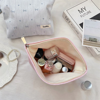 Bolsa de Maquillaje de Poliéster con Lazo y Logotipo Personalizado, Bolsa de Cosméticos de Gran Capacidad, Organizador de Viaje con Cierre, Bolsa de Almacenamiento Portátil para Mujer