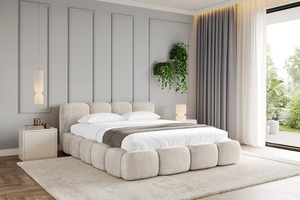 PZCN HOME Modern EU Design Children <strong>Double</strong> Queen <strong>Slats</strong> Wooden Frame Fabric King Size <strong>Bed</strong> with Gas Lift Storage - Product Image 2