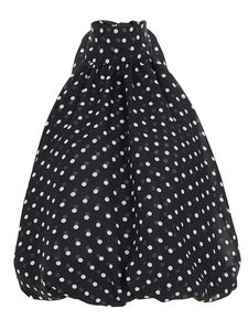 Women's Classy Girly High Neck Polka Dot Print <b>Top</b> with <b>Bubble</b> Hem – Sleeveless Cute Blouse for Summer - Product Image 6