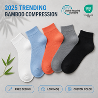 Chaussettes de sport en bambou en gros, à compression, avec soutien spirale de la cheville, respirantes, séchage rapide, marque privée, OEM, en vrac
