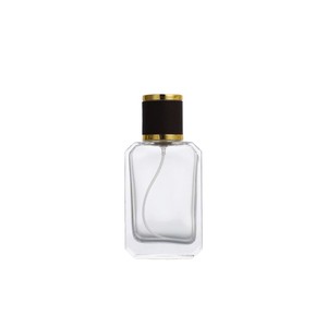 <b>50ml</b> square-shaped glass perfume <b>bottle</b> with beveled corners, leather press-type spray <b>bottle</b>, transparent perfume dispenser. - Product Image 2