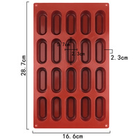 Moule en silicone Elicar à 20 cavités concaves en forme de bande pour gâteaux mousse, savons, bougies, bonbons et chocolats