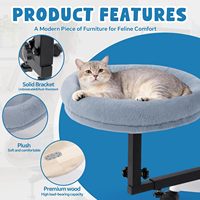 Chaise de bureau intérieure en laine pour chat, rotative à 360° et réglable, avec étagère, lit et nid doux amovible et lavable à placer près de la chaise