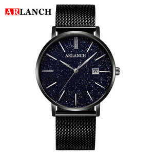 Montre Homme Tendance Unique Nuit Étoilée Aiguilles Dorées Fenêtre Date Bracelet Cuir Idéale Cadeau - Product Image 6