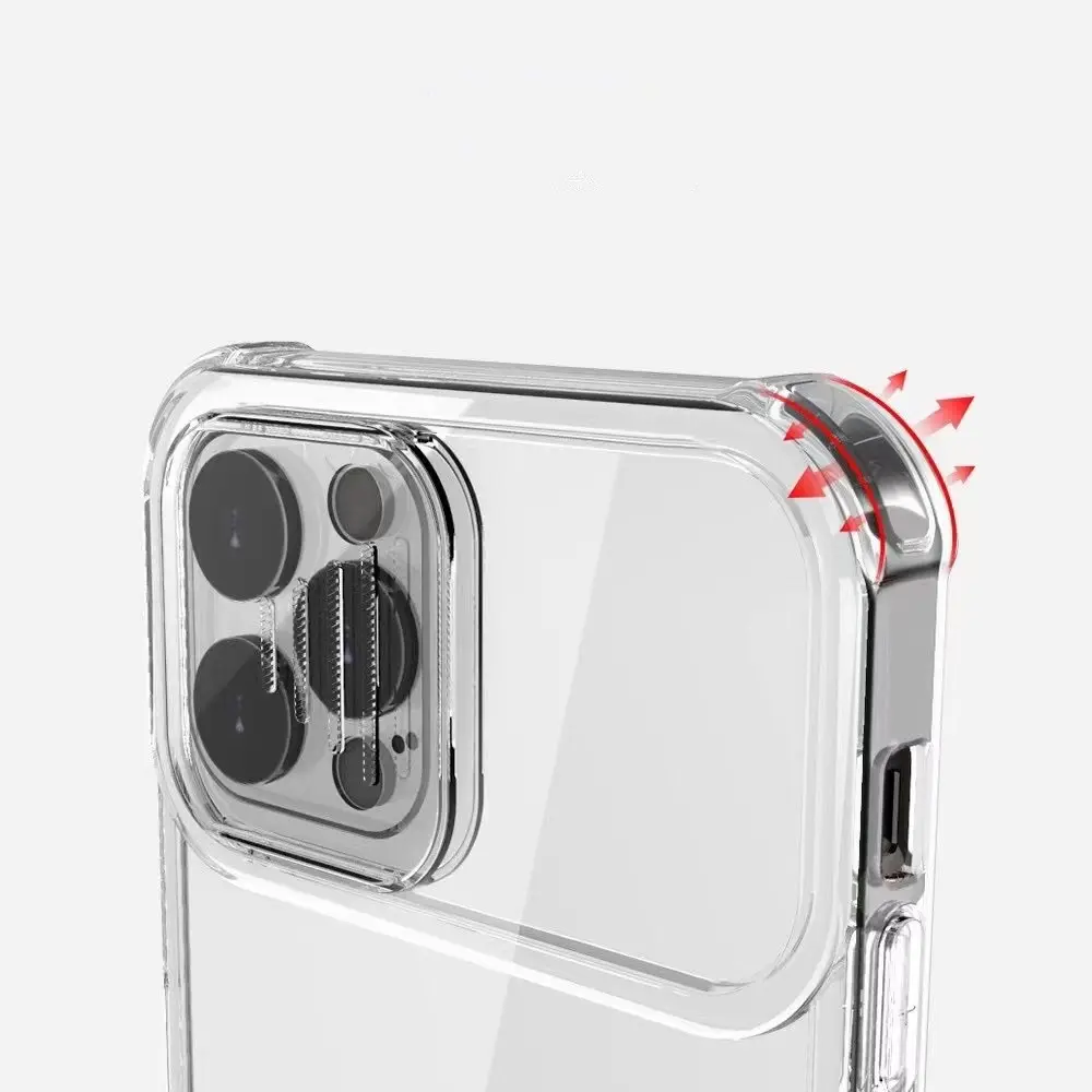 Shemax capa com tampa de câmera, para iphone 12 pro max, proteção de lente de deslizamento, bordas macias e à prova de choque