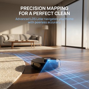 Robot aspirateur intelligent à navigation laser, 3-en-1, balayage et lavage avec forte aspiration et itinéraire intelligent pour sols durs domestiques - Product Image 4