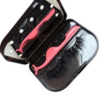 Boîte d'emballage de faux cils en plastique portable réutilisable avec miroir led pour le stockage des cils