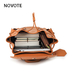 NOVOTE grande capacità in microfibra in <span class=keywords><strong>pelle</strong></span> <span class=keywords><strong>zaino</strong></span> personalizzato con coulisse Vintage superficie luminosa impermeabile antifurto - Product Image 4