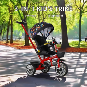 नए बच्चे बच्चे टॉडलर स्टलर फोल्डिंग ट्राइसाइकिल बच्चों की पसंदीदा साइकिल के साथ ट्राली बच्चों की तीन पहिया साइकिल - Product Image 5