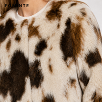 Manteau en fausse fourrure imprimé vache pour femme, chaud et épais, de luxe, style streetwear, en stock, vente en gros