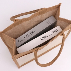Sac fourre-tout <span class=keywords><strong>en</strong></span> toile de jute, <span class=keywords><strong>lin</strong></span> et jute écologique avec logo imprimé personnalisé, poignée <span class=keywords><strong>en</strong></span> <span class=keywords><strong>corde</strong></span>, poche <span class=keywords><strong>en</strong></span> coton sur le devant pour courses, épicerie, excellente idée cadeau - Product Image 2