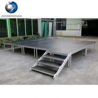 Plateforme de scène modulaire en aluminium à 4 poteaux, scène portable à hauteur réglable pour mariage, concert, événements en plein air