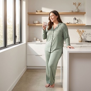 <span class=keywords><strong>Pigiama</strong></span> in Bambù di Alta Qualità, Set Morbido da Casa per Donna, Maniche Lunghe, Taglie Forti, <span class=keywords><strong>Pigiama</strong></span> in <span class=keywords><strong>Cotone</strong></span> Organico e Modal di Bambù per Donna - Product Image 3