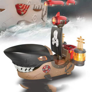 Bateau électrique Shark Boat avec effets lumineux et sonores pour enfants de 5 à 7 ans, modèle de jouet en plastique unisexe, bateau pirate éducatif à bascule - Product Image 1