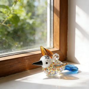 Figura de Pájaro de Vidrio Soplado a Mano, Colorida, Adorno de Mesa Art Deco para Bodas y Bautizos, Decoración Contemporánea para el Hogar - Product Image 2
