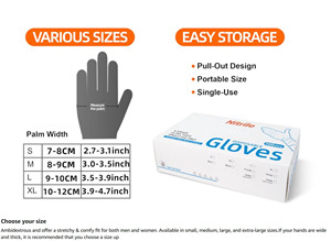 Lot de 100 gants jetables en nitrile, haute élasticité, stériles, épais, de protection, pour l'industrie, la restauration et le nettoyage - Product Image 6