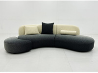Ensemble de canapés |   Canapé de salon extensible au design moderne et minimaliste, avec combinaison de tissus dégradés et éponge haute densité, formes courbes et en arc