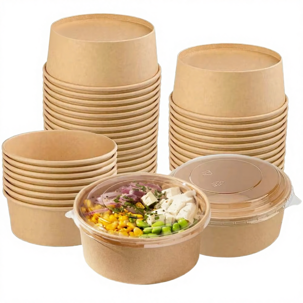 Recyclable Silicone Disposable Eco-Friendly Food Bowls Kraft Paper Plate for Salad Oil Storage Hamburger Embossing Square Shape