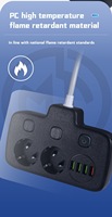 Regleta de Enchufes Redondos Schuko EU con Interruptores Individuales, Tomas de Corriente USB PD Tipo-C, Extensión de Enchufe para España y Alemania