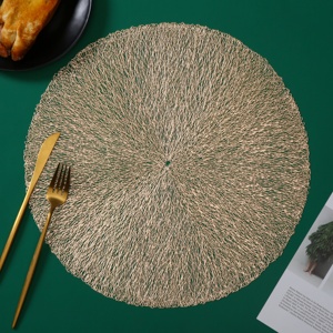 IN STOCK Gold Heat Resistant <strong>Wipeable</strong> Washable Pressed Vinyl Metallic <strong>Placemats</strong>, Set of 12 - Product Image 1