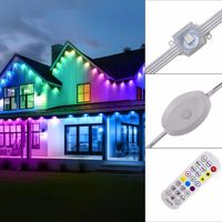 Luces LED RGBIC Inteligentes de Alto Brillo, Resistentes al Agua IP68, para Decoración de Aleros y Pantallas de Matriz de Puntos en Exteriores