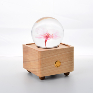 Lovebay, regalos de Navidad para bodas, flores de cerezo individuales reales en bola de cristal con luz LED, Bola de flores preservadas - Product Image 5