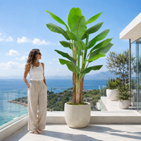 Grand palmier bananier artificiel de 200 cm, plante tropicale ignifuge et anti-UV, écologique, pour aménagement paysager et événements anniversaires