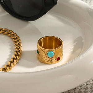 แหวนฝังหินหลากสีอินเทรนด์แหวนกันน้ำสไตล์อินโรแมนติกเครื่องประดับของขวัญสำหรับผู้หญิง - Product Image 4