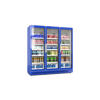 Enfriador de Bebidas de Triple Puerta con Control Digital de Temperatura, Refrigerador Vertical Comercial con Luz Interior LED para Tienda