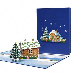 Nouvelle conception de carte de vœux 3D pop-up avec arbre de Noël et maison en pain d'épices - Product Image 2