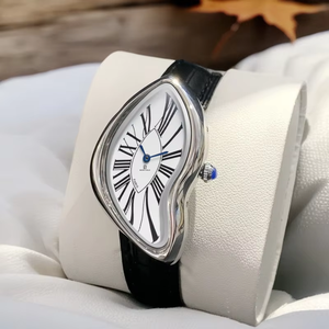 Nouvelle Tendance Montre-bracelet Vintage pour Homme Or Fondant Crash Luxe Design Dali <span class=keywords><strong>Paris</strong></span> Étanche Cuir Véritable Alliage Aiguille en Verre - Product Image 1