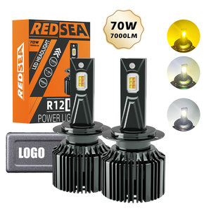 Redsea หลอดไฟหน้า LED <span class=keywords><strong>R12</strong></span> 70W 3สี, H1ระบายความร้อน H7 H8 H11 9005 HB3 HB4รถยนต์โคมไฟ LED CANbus อัตโนมัติ H4 - Product Image 1