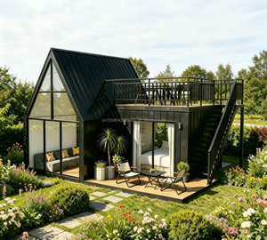 Maisonnette de luxe préfabriquée en bois de 20 pieds avec structure triangulaire en acier, pour logement forestier UE, avec salle de bain et salle de sport - En promotion - Product Image 1