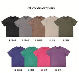Men's Retro Batik Retro Short Sleeved T-Shirt 230g Cotton Washed Old T-Shirt Loose Shoulder O Neck - Product Image 4