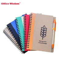 Bloc de Notas Adhesivas Ecológicas en Espiral, Bloc de Notas Pequeño de Papel Kraft, Bloc de Notas Personalizado con Logotipo, con Bolígrafo y Notas Adhesivas