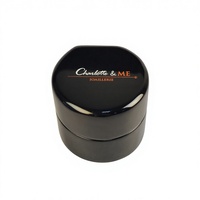 Boîte à bijoux ronde en bois noir laqué, doublure en velours, logo personnalisé, boîte de rangement de luxe pour bague de fiançailles, emballage cadeau pour mariage