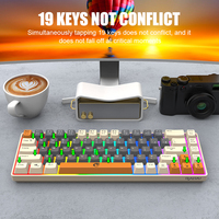 Clavier de jeu filaire USB K68 compact 68 touches, hotswap, sensation mécanique, rétroéclairage LED RGB étanche pour ordinateur de bureau et portable