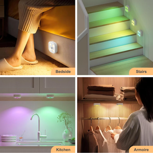 Wireless Step <b>Light</b> Rechargeable Puck <b>Lights</b> with Charging Station Colorful RGB <b>Motion</b> <b>Sensor</b> Puck <b>Light</b> Under Cabinet Lighting - Product Image 6