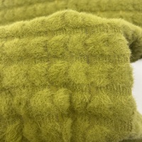 Tissu extensible en fausse fourrure Chartreuse, fil plumeux, chaud et moelleux, en nylon et élasthanne, tricoté chaîne, pour hauts et pulls pour femmes